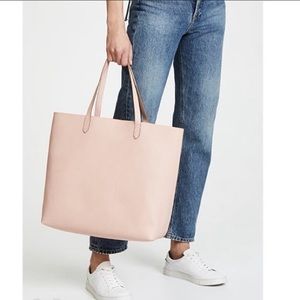 Madewell The Leather Transport Tote in Pink